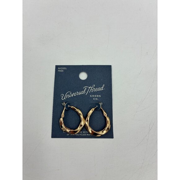 Universal Thread Gold Tone Hoop Earrings 1 inch Nickel Free - Picture 1 of 5